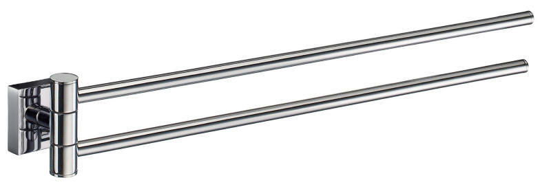 Schwenkbare Handtuchstange aus Metall mit zwei Armen, seitliche Perspektive
