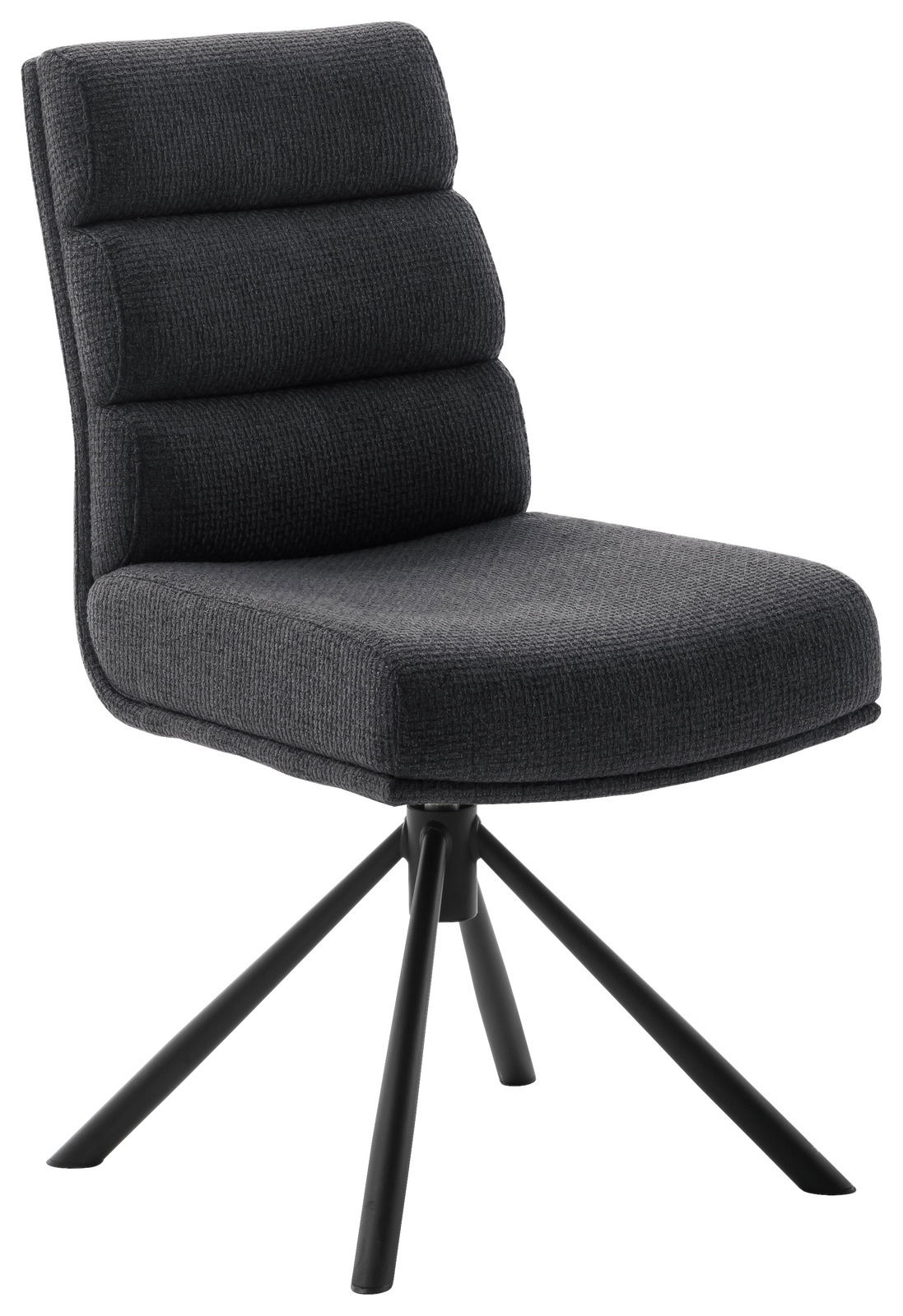 Dieter Knoll Stuhl LEXINGTON Moderner schwarzer Stuhl mit gepolsterter Rückenlehne und vierbeiniger Metallbasis, seitliche Perspektive