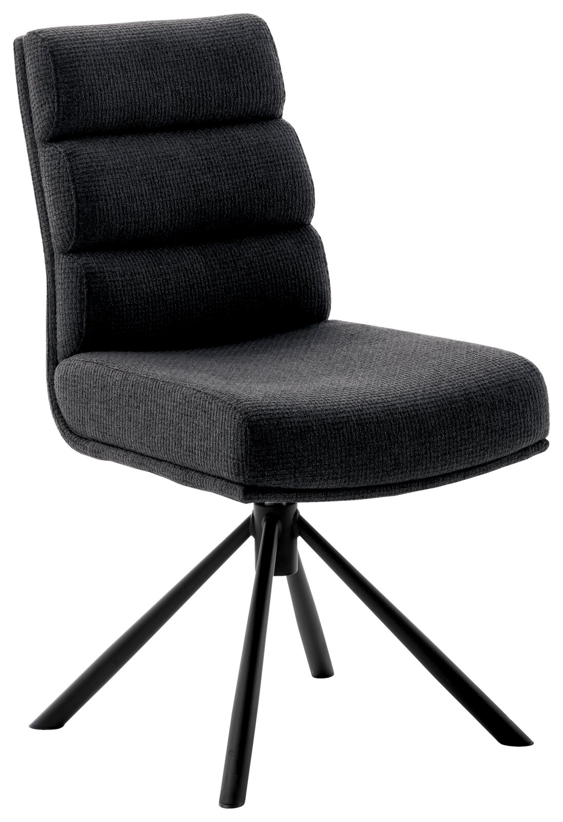 Dieter Knoll Stuhl LEXINGTON Moderner schwarzer Stuhl mit gepolsterter Rückenlehne und vierbeiniger Metallbasis, seitliche Perspektive