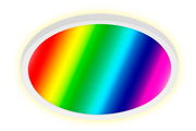 Runde LED-Deckenleuchte mit Regenbogenfarben, Ansicht von unten