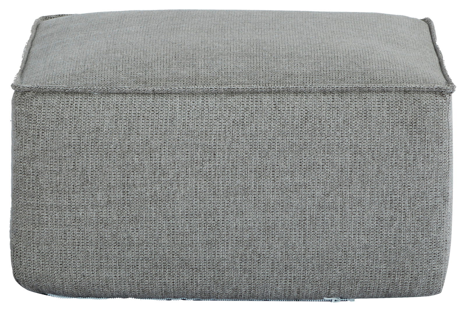 Grauer Anstellhocker aus Stoff, frontal fotografiert