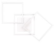 Moderne Deckenleuchte Trail mit überlappenden quadratischen Rahmen, Ansicht von oben.