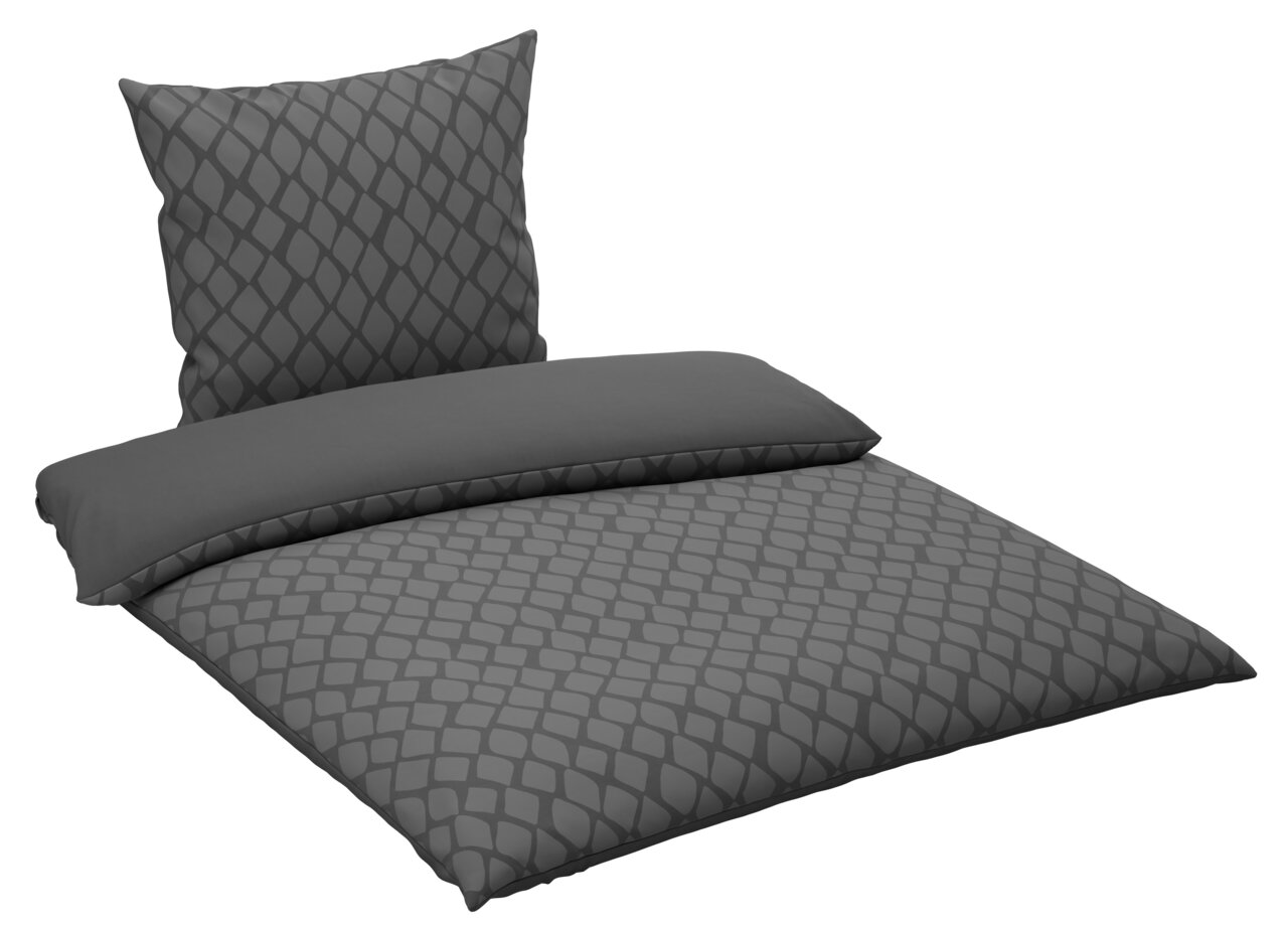 Graue Wendebettwäsche mit geometrischem Muster, Ansicht von vorne