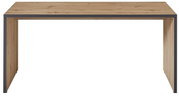 Moderner Schreibtisch aus Holz mit Metallrahmen, Frontalansicht