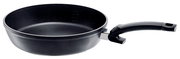 Schwarze levital comfort Pfanne 28cm mit ergonomischem Griff, seitliche Perspektive