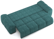 Funktionssofa in Türkis, von oben betrachtet, in ausgeklappter Position.