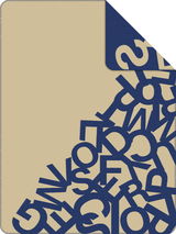 Jacquard Decke von s.Oliver mit blauem Buchstabenmuster auf beigem Hintergrund, Draufsicht