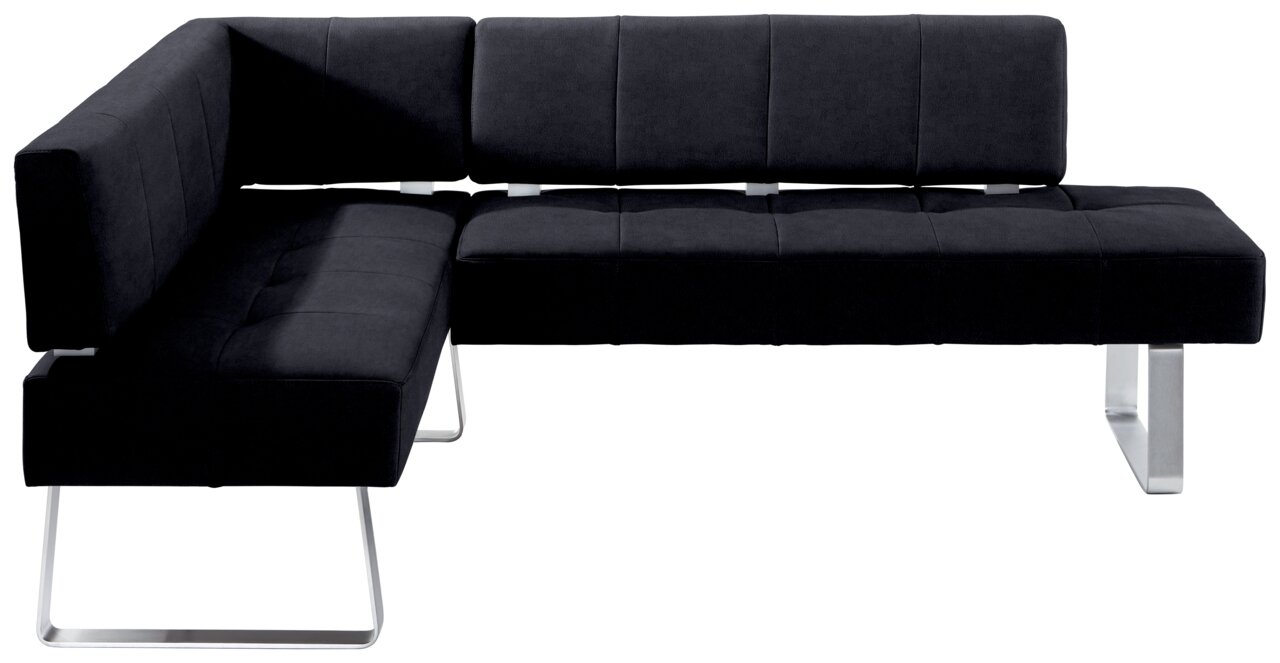Moderano Eckbank LUPO II Moderne schwarze Eckbank mit Metallbeinen, seitliche Perspektive