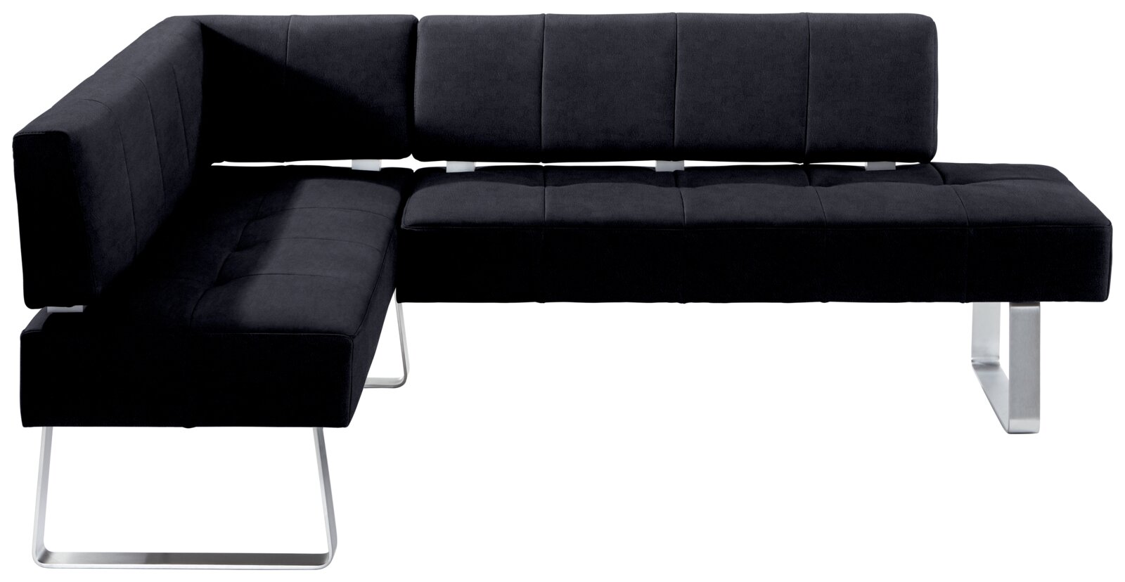 Moderano Hoekbank LUPO II Moderne schwarze Eckbank mit Metallbeinen, seitliche Perspektive