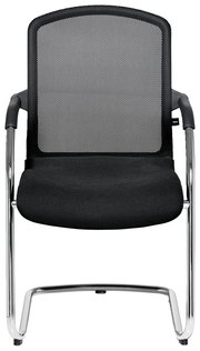 Moderner Besucherstuhl mit schwarzem Netzrücken und gepolstertem Sitz, Vorderansicht