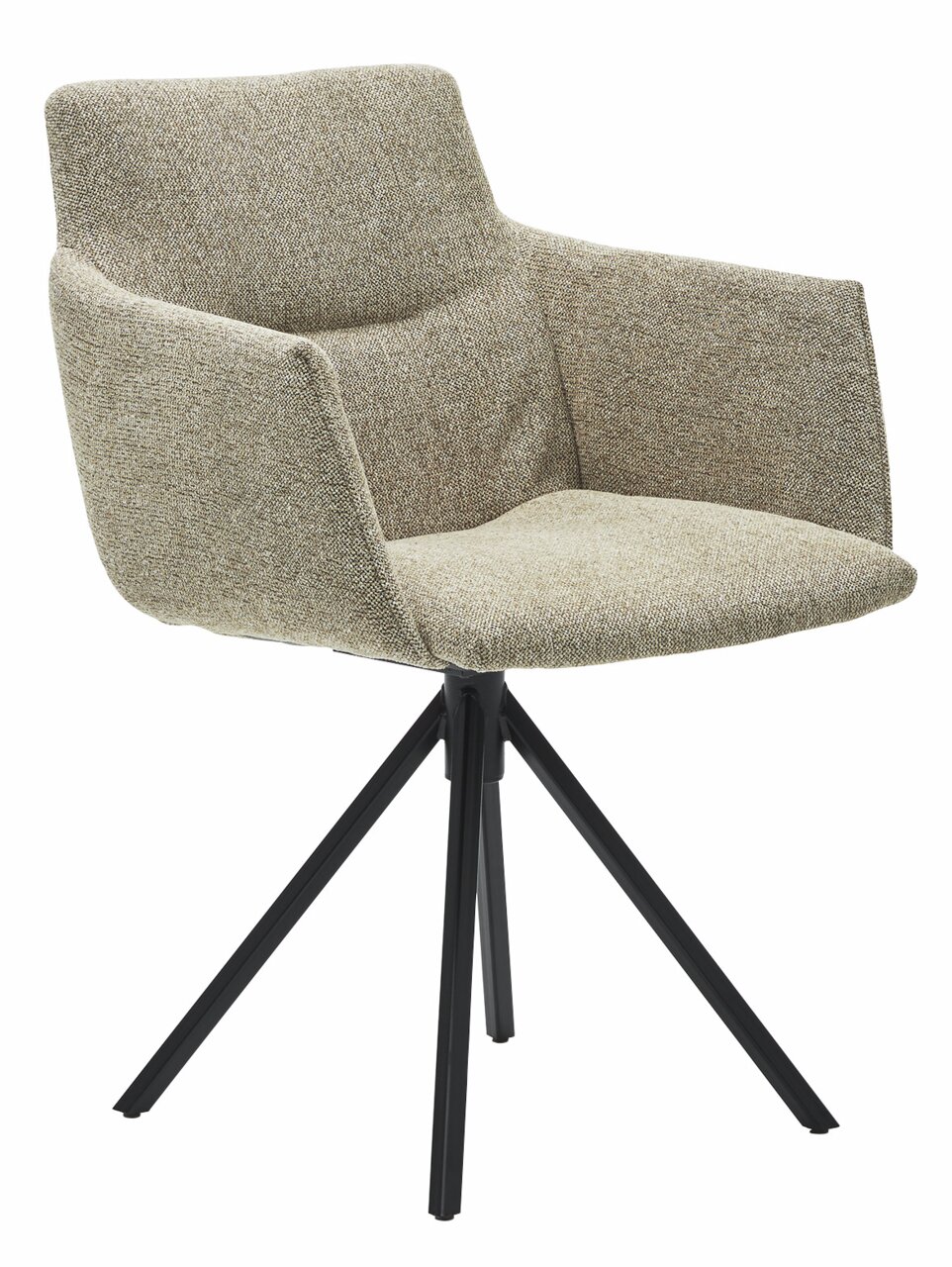 Musterring Sessel MR JUSTB! SP500 Moderner Sessel mit beigem Stoffbezug und schwarzen Metallbeinen, seitliche Perspektive