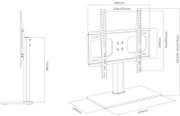 Technische Strichzeichnung einer TV-/Monitor-Tischhalterung mit Standfuß und VESA-Montageplatte, dargestellt in Front- und Seitenansicht mit Maßangaben (u. a. 460 mm Breite, 480 mm Höhe, Fuß 430 x 240 mm) – Perspektive: Front- und Seitenansicht.
