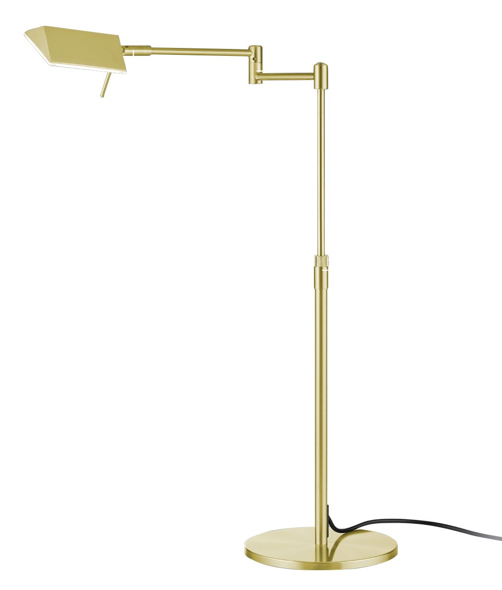 Gouden led-tafellamp met verstelbare arm, zijaanzicht