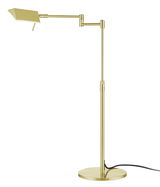 Goldene LED-Tischleuchte mit verstellbarem Arm, seitliche Perspektive