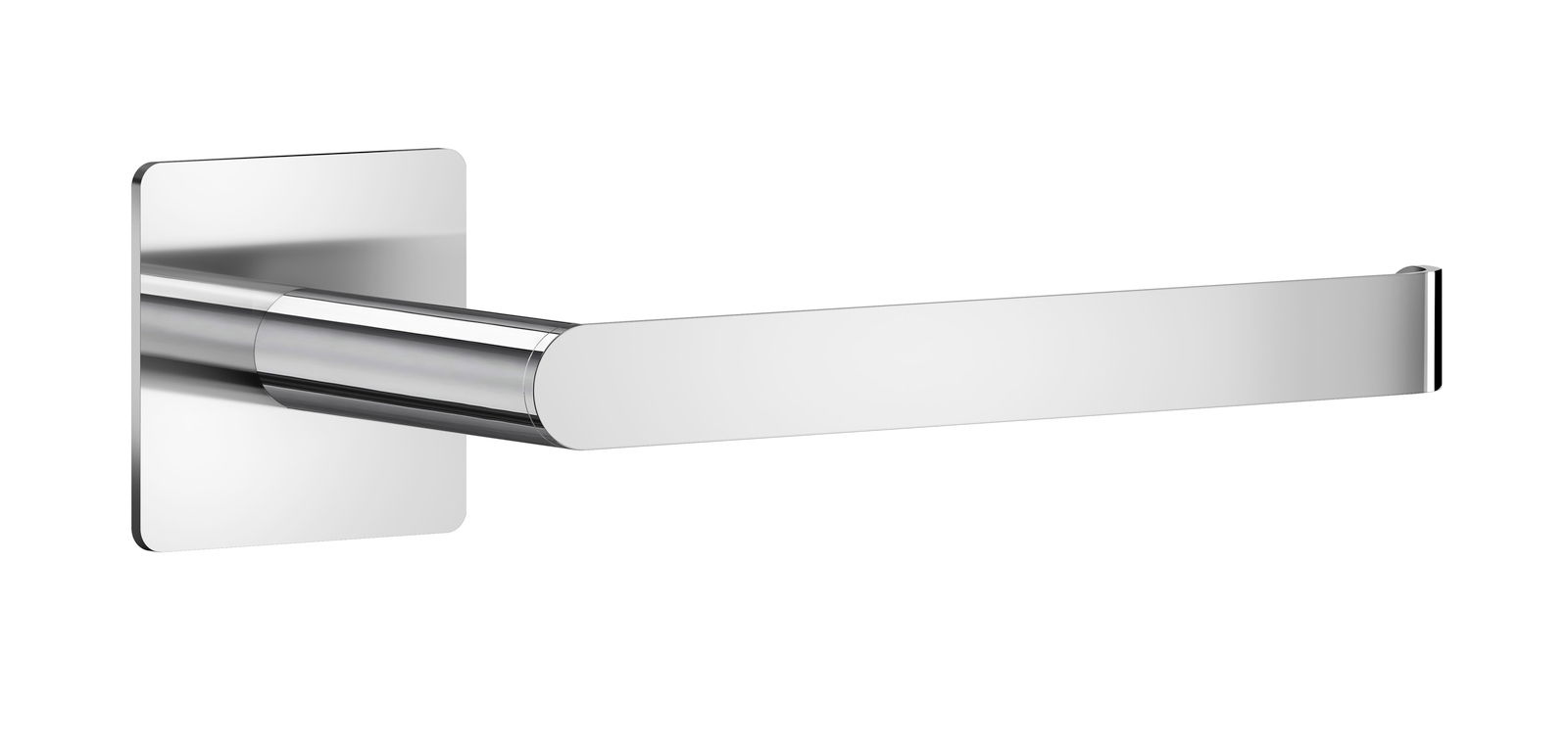 Polierter Toilettenpapierhalter aus Metall, seitliche Perspektive