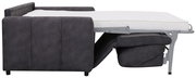 Seitenansicht eines ausgeklappten Funktionssofas Z2 Schlafsofa HELENA mit grauem Stoffbezug und weißer Matratze.