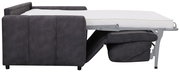 Seitenansicht eines ausgeklappten Funktionssofas Z2 Schlafsofa HELENA mit grauem Stoffbezug und weißer Matratze.