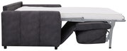 Seitenansicht eines ausgeklappten Funktionssofas Z2 Schlafsofa HELENA mit grauem Stoffbezug und weißer Matratze.