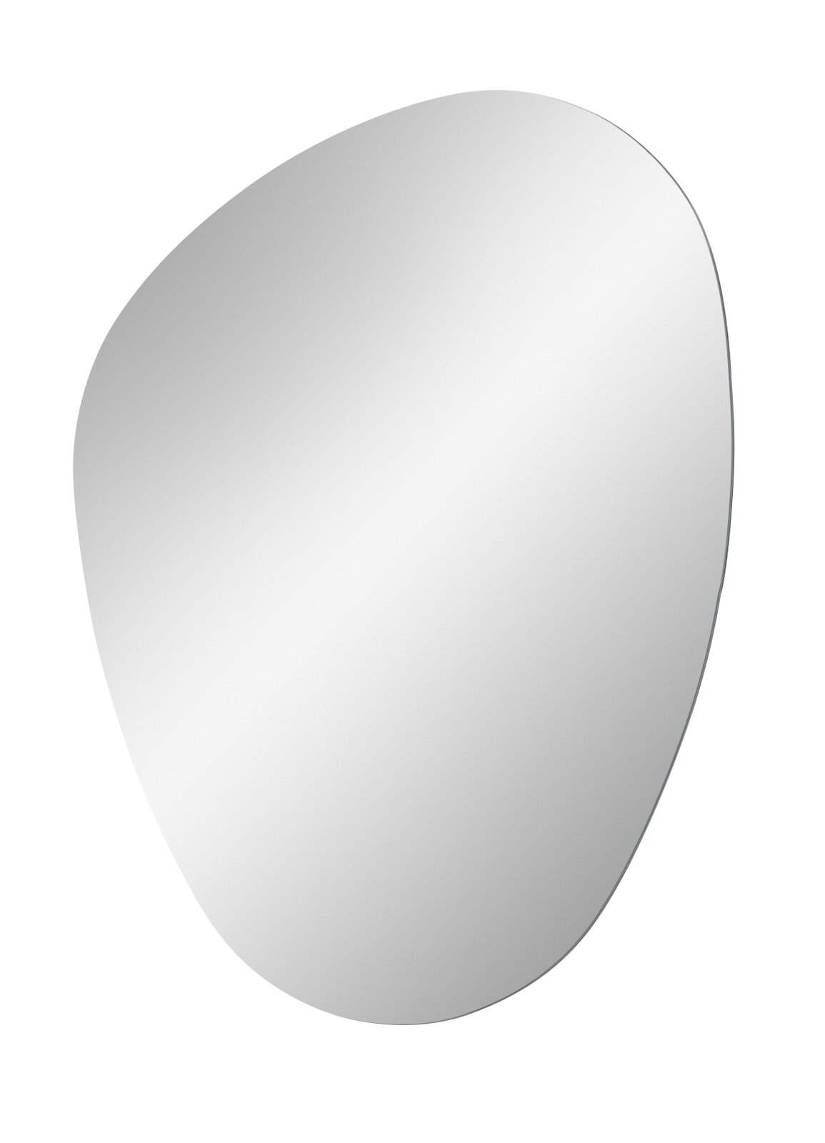 XORA Spiegel QS500 Ovaler, rahmenloser Wandspiegel mit glatter Glasoberfläche vor weißem Hintergrund, Frontansicht
