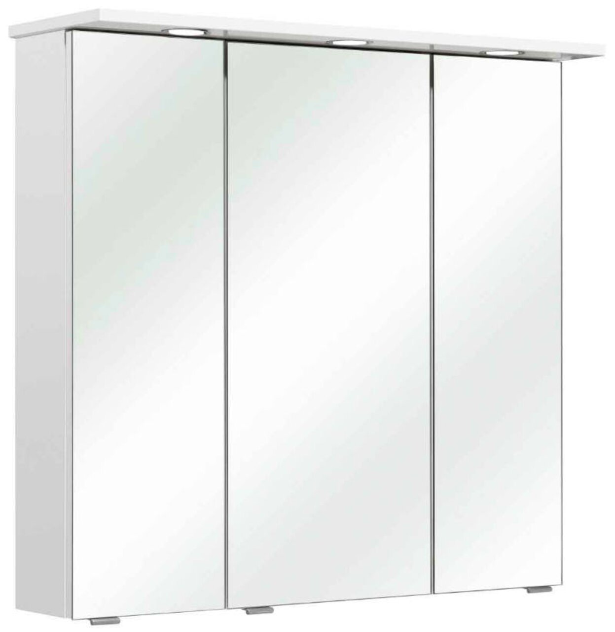 XORA Spiegelschrank 80 cm DORIA Moderner Spiegelschrank mit drei Türen und integrierter Beleuchtung, seitliche Perspektive