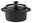 Schwarze Mini-Cocotte aus Keramik mit Deckel, seitliche Perspektive