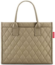 Olivefarbene Einkaufstasche mit Rautenmuster, Vorderansicht