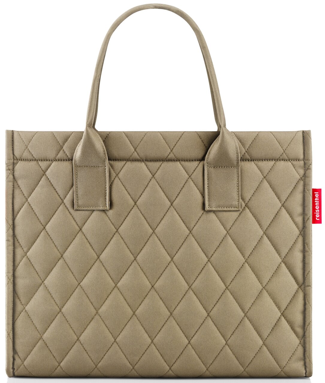 Olivefarbene Einkaufstasche mit Rautenmuster, Vorderansicht