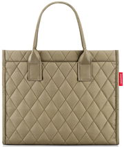 Olivefarbene Einkaufstasche mit Rautenmuster, Vorderansicht