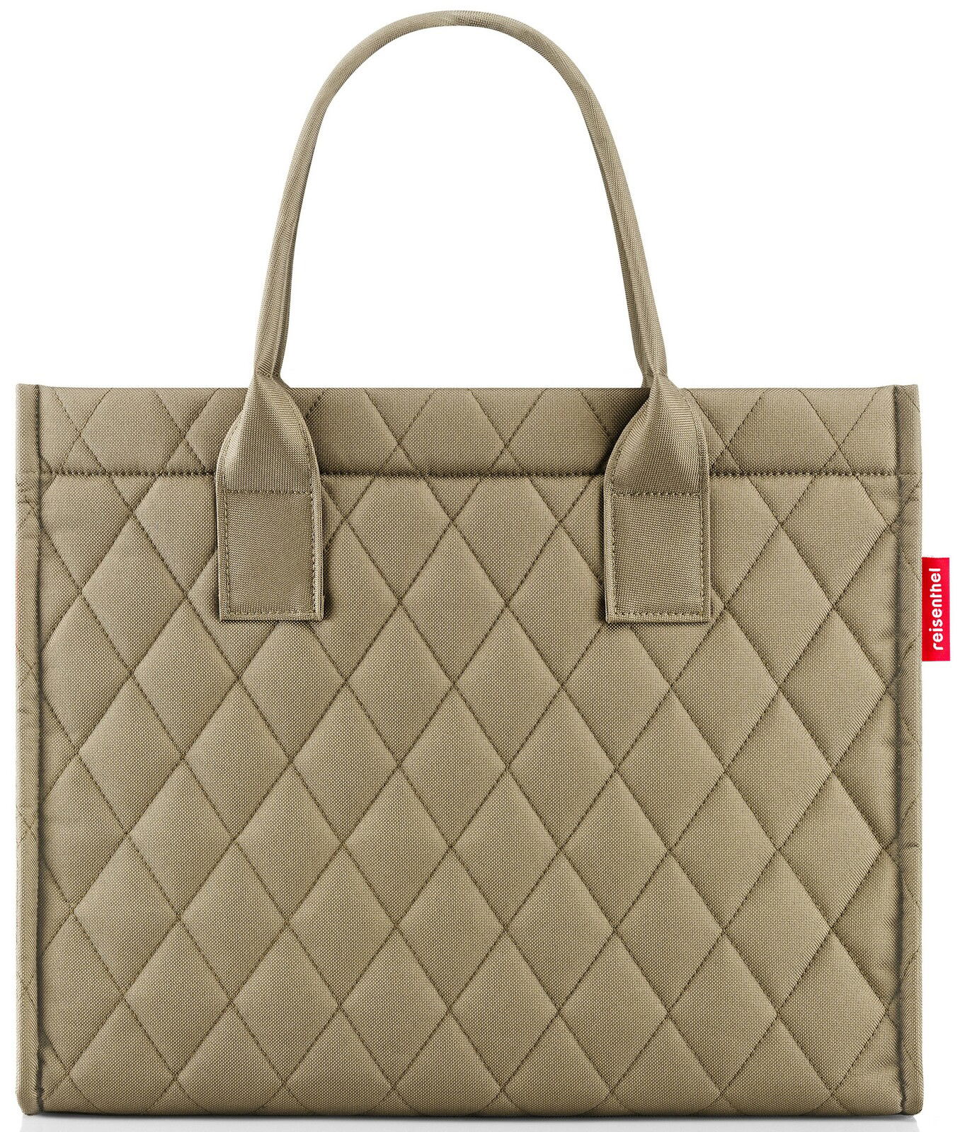Olivefarbene Einkaufstasche mit Rautenmuster, Vorderansicht