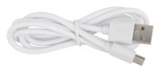 Weißes USB-Kabel mit USB-A- und USB-C-Stecker, von oben gesehen