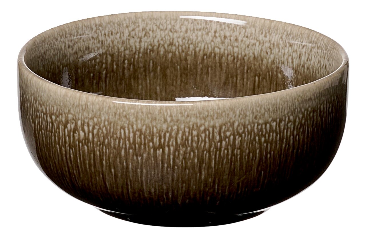 Müslischale 16,5 cm in brauner Keramik mit texturierter Oberfläche, seitliche Perspektive