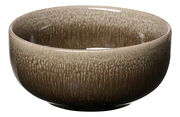 Müslischale 16,5 cm in brauner Keramik mit texturierter Oberfläche, seitliche Perspektive