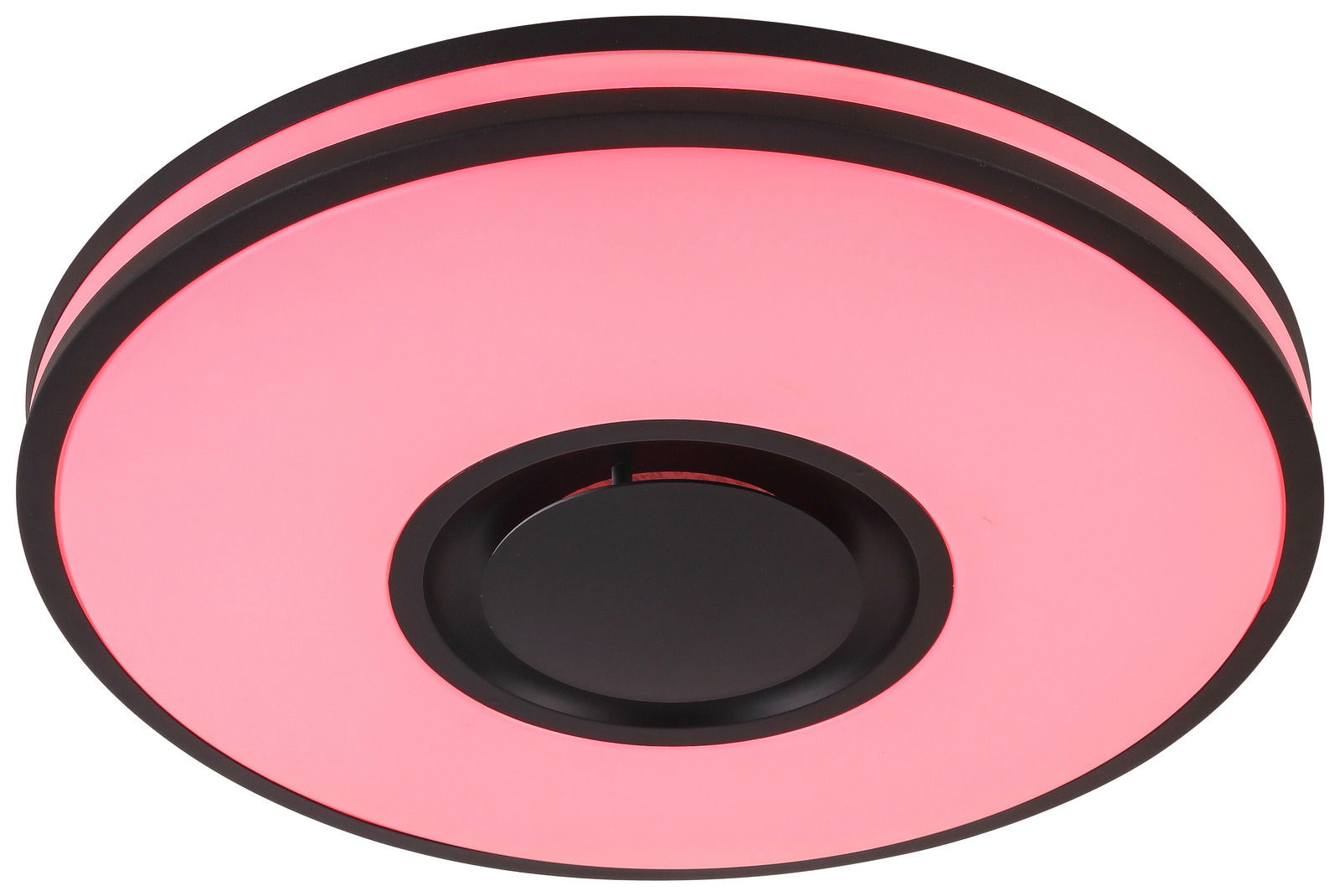 Runde LED-Deckenleuchte Riku in Rosa, seitliche Perspektive