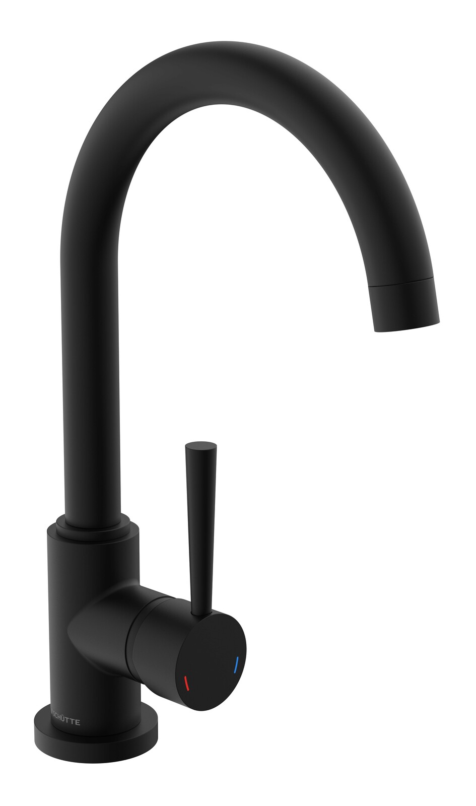 Schütte Spültischarmatur CORNWALL Schwarze Spültischarmatur mit gebogenem Auslauf, seitlicher Hebel, Ansicht von vorne