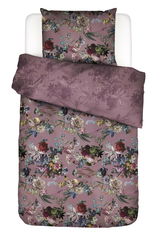 Bettwäsche-Set mit floralem Muster in Lila- und Rosatönen, Draufsicht