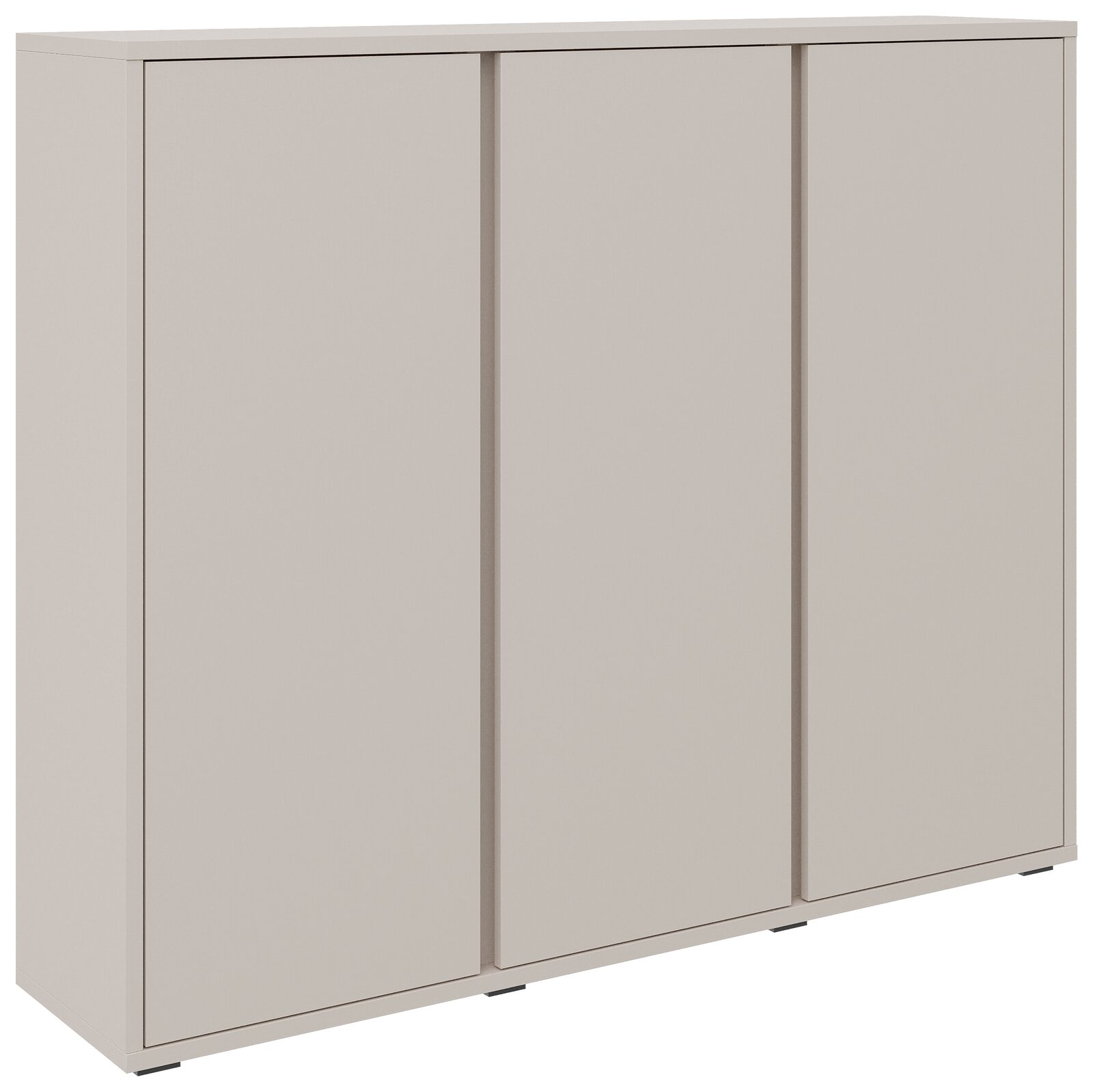 Moderner Schuhschrank mit drei Türen in minimalistischer Frontansicht