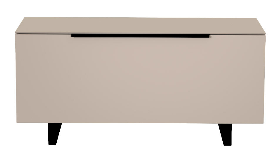 TV-Lowboard in beige mit schwarzen Beinen, frontale Ansicht