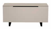 TV-Lowboard in beige mit schwarzen Beinen, frontale Ansicht