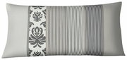 Kissenbezug mit grauem Ornament- und Streifenmuster, Vorderansicht