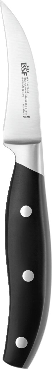 BSF Schälmesser DAYTONA Schrägansicht eines Schälmessers mit schwarzem Griff und silberner Klinge.