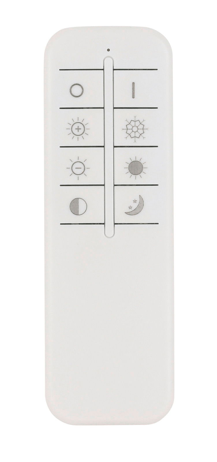 Fernbedienung für LED-Paneel, Vorderansicht mit verschiedenen Lichtsteuerungssymbolen