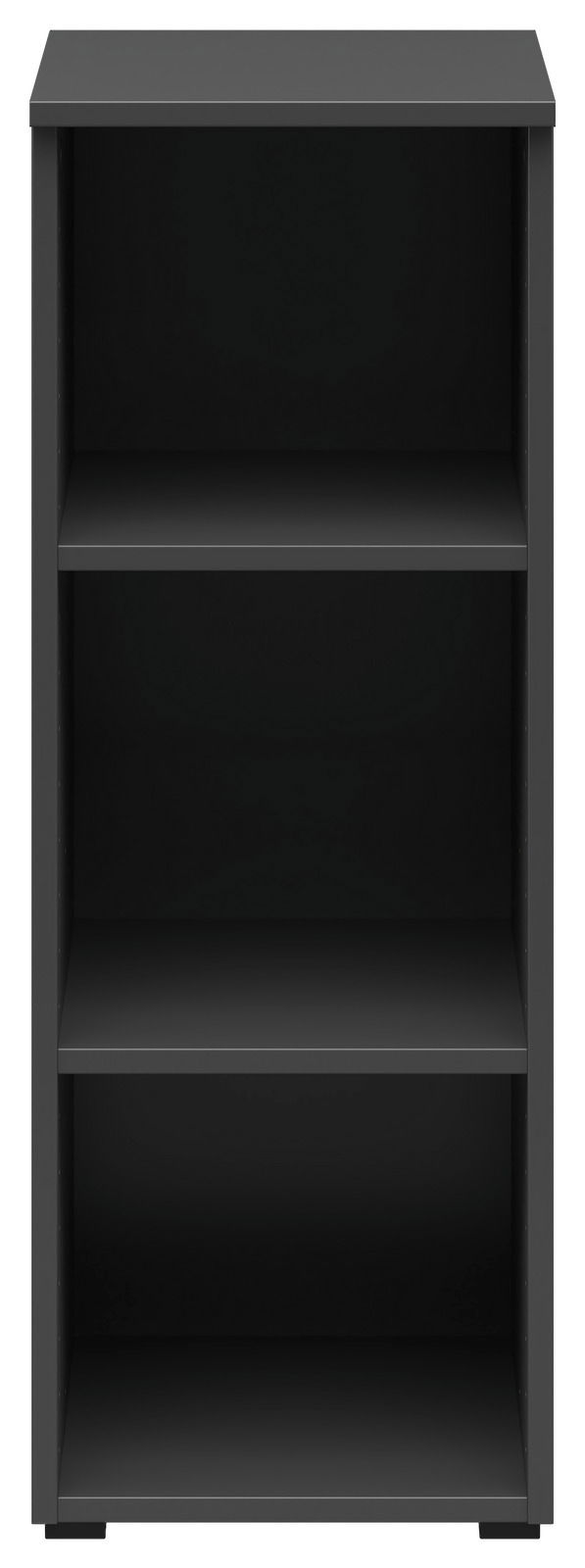 Carryhome Regal MULTISTAURAUM Schwarzes Regal mit drei offenen Fächern, frontale Ansicht