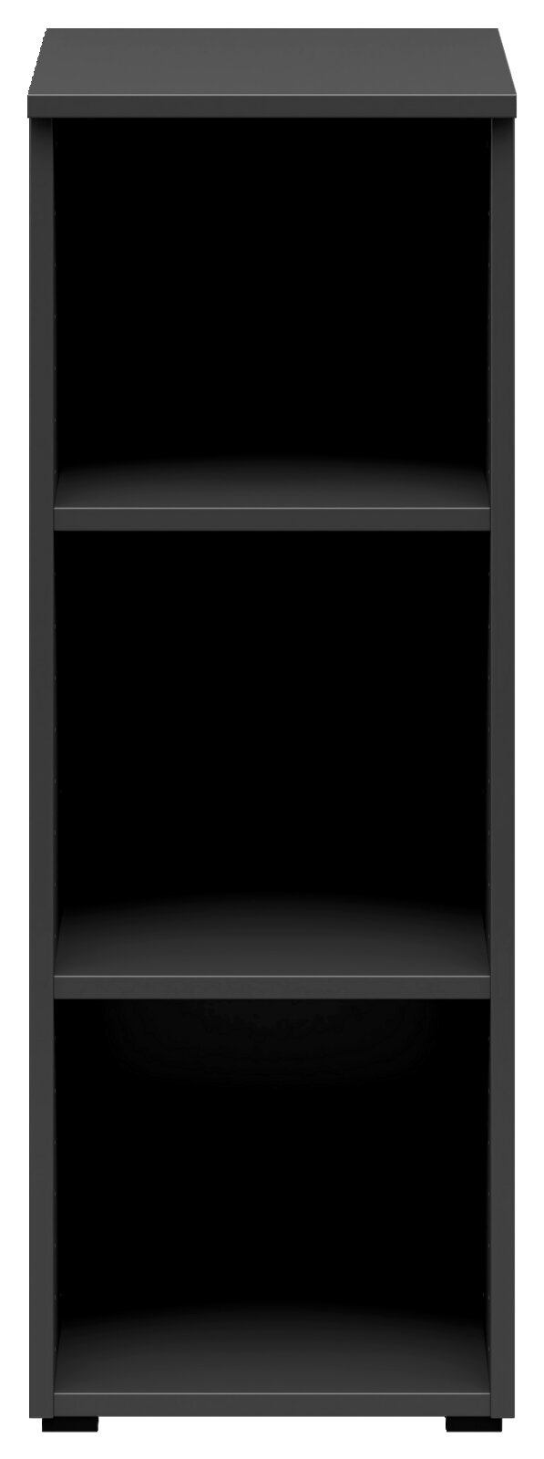 Carryhome Regal MULTISTAURAUM Schwarzes Regal mit drei offenen Fächern, frontale Ansicht