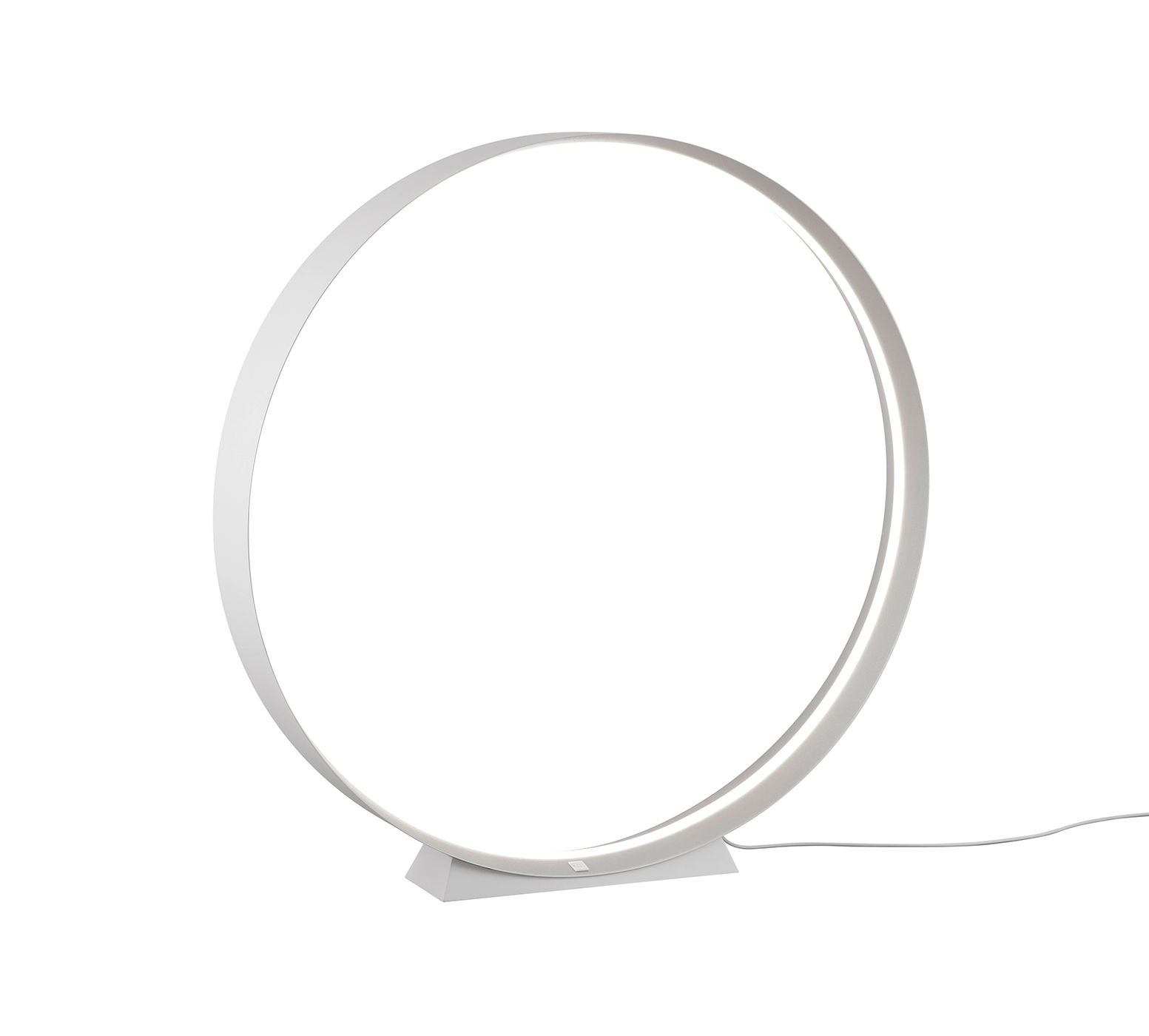 Moderne Stehleuchte LOOP in Ringform, seitliche Perspektive