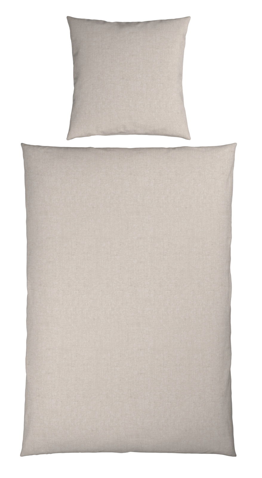 Beige Wendebettwäsche-Set bestehend aus einem Kissenbezug und einem Bettdeckenbezug, Draufsicht