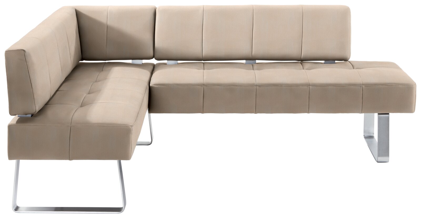 Moderano Hoekbank LUPO II Beige Eckbank mit modernem Design und Metallfüßen, Perspektive von vorne