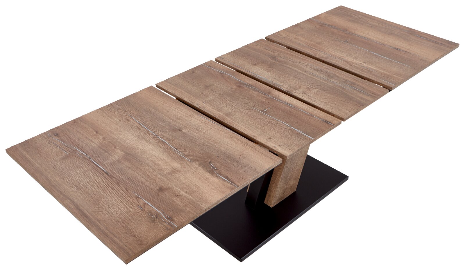 Valdera Eettafel YAGO Moderner Esstisch aus Holz mit erweiterbarer Tischplatte, seitliche Perspektive