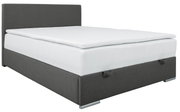 Boxbett 140 in grauem Stoff mit weißer Matratze, seitliche Perspektive