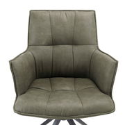 Bequemer Sessel in olivgrüner Farbe, Vorderansicht