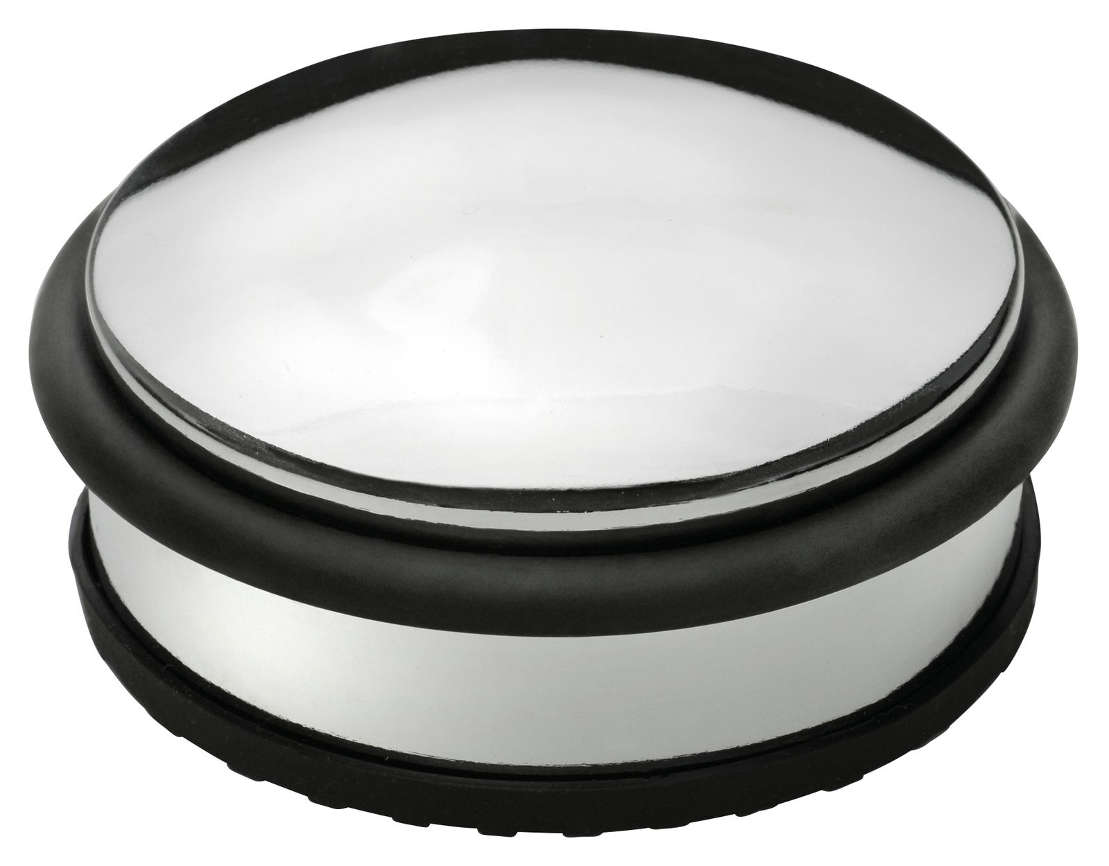 Türstopper LifeStyle 1,2kg in seitlicher Perspektive mit schwarzem Gummirand und silberner Oberfläche